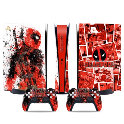 Deadpool decal skin for PS5 Digital Console and two Contro.. Deadpool decal skin for PS5 Digital Console and two Contro..