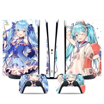Hatsune Miku decal skin for PS5 Digital Console and two Co.. Hatsune Miku decal skin for PS5 Digital Console and two Co..