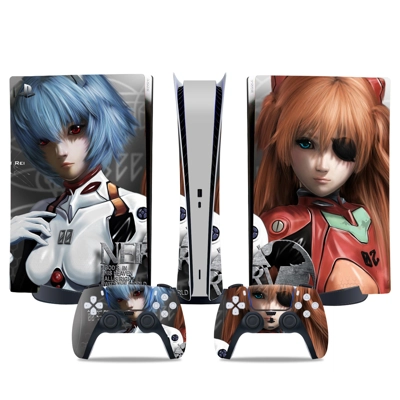 Neon Genesis Evangelion decal skin for PS5 Digital Console and two Controllers