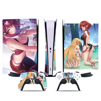 Pyra Mythra decal skin for PS5 Digital Console and two Con.. Pyra Mythra decal skin for PS5 Digital Console and two Con..