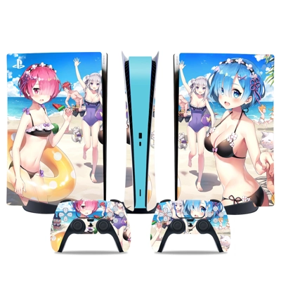 Re Zero decal skin for PS5 Digital Console and two Control.. Re Zero decal skin for PS5 Digital Console and two Control..