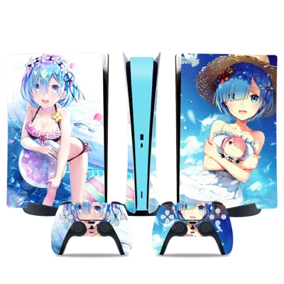 Re Zero decal skin for PS5 Digital Console and two Control.. Re Zero decal skin for PS5 Digital Console and two Control..