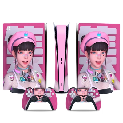 Anime Girl decal skin for PS5 Digital Console and two Cont.. Anime Girl decal skin for PS5 Digital Console and two Cont..
