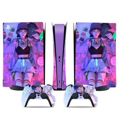 Anime Girl decal skin for PS5 Digital Console and two Controllers