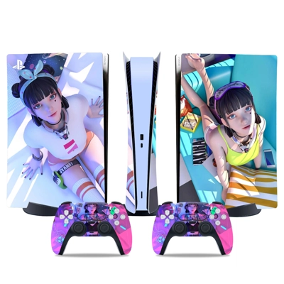 Anime Girl decal skin for PS5 Digital Console and two Cont.. Anime Girl decal skin for PS5 Digital Console and two Cont..