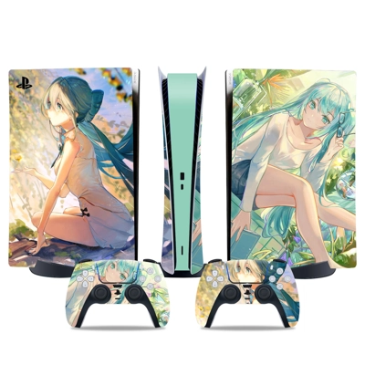 Hatsune Miku decal skin for PS5 Digital Console and two Co.. Hatsune Miku decal skin for PS5 Digital Console and two Co..