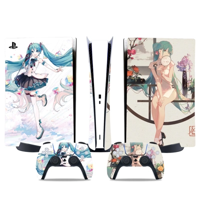 Hatsune Miku decal skin for PS5 Digital Console and two Co.. Hatsune Miku decal skin for PS5 Digital Console and two Co..