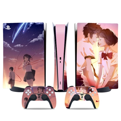 Your Name decal skin for PS5 Digital Console and two Controllers