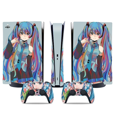 Hatsune Miku decal skin for PS5 Digital Console and two Co.. Hatsune Miku decal skin for PS5 Digital Console and two Co..
