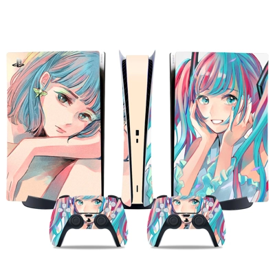 Hatsune Miku decal skin for PS5 Digital Console and two Co.. Hatsune Miku decal skin for PS5 Digital Console and two Co..