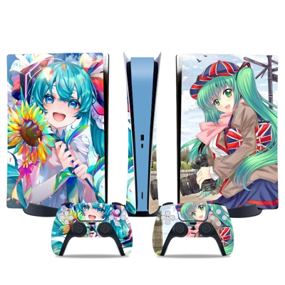 Hatsune Miku decal skin for PS5 Digital Console and two Co.. Hatsune Miku decal skin for PS5 Digital Console and two Co..