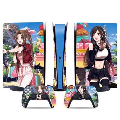 Tifa Lockhart decal skin for PS5 Digital Console and two C.. Tifa Lockhart decal skin for PS5 Digital Console and two C..