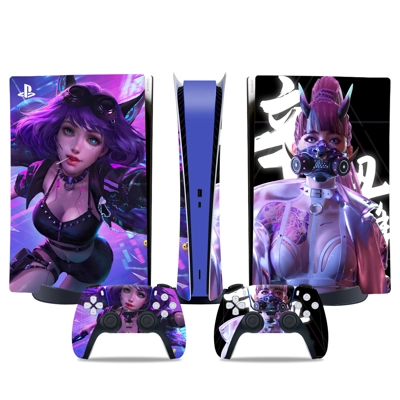 Cyberpunk Girl decal skin for PS5 Digital Console and two .. Cyberpunk Girl decal skin for PS5 Digital Console and two ..