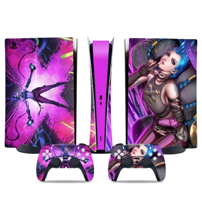 Arcane Jinx decal skin for PS5 Digital Console and two Con.. Arcane Jinx decal skin for PS5 Digital Console and two Con..