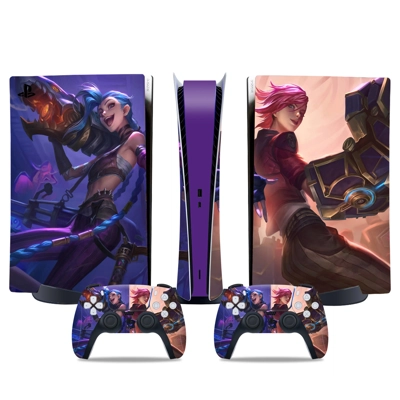 Arcane Jinx decal skin for PS5 Digital Console and two Con.. Arcane Jinx decal skin for PS5 Digital Console and two Con..