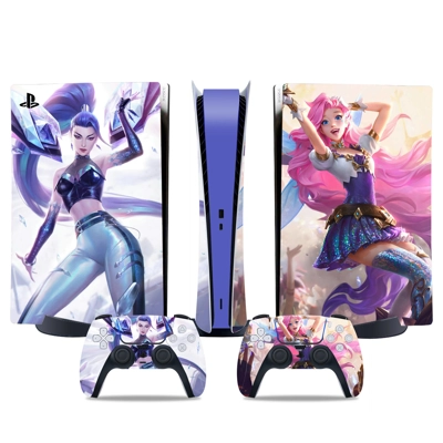 Arcane Jinx decal skin for PS5 Digital Console and two Con.. Arcane Jinx decal skin for PS5 Digital Console and two Con..