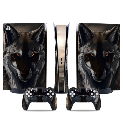 Wolf decal skin for PS5 Digital Console and two Controllers Wolf decal skin for PS5 Digital Console and two Controllers