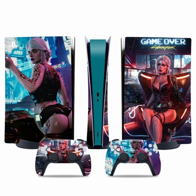 Cyberpunk decal skin for PS5 Digital Console and two Contr.. Cyberpunk decal skin for PS5 Digital Console and two Contr..