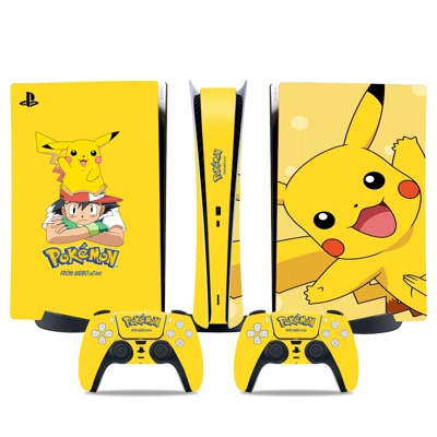 Pikachu decal skin for PS5 Digital Console and two Control.. Pikachu decal skin for PS5 Digital Console and two Control..