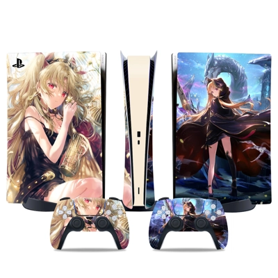 Anime Girl decal skin for PS5 Digital Console and two Cont.. Anime Girl decal skin for PS5 Digital Console and two Cont..