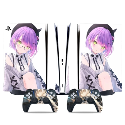 Anime Girl decal skin for PS5 Digital Console and two Cont.. Anime Girl decal skin for PS5 Digital Console and two Cont..