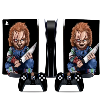 Chucky decal skin for PS5 Digital Console and two Controllers