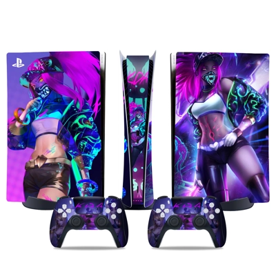 Cyberpunk decal skin for PS5 Digital Console and two Controllers