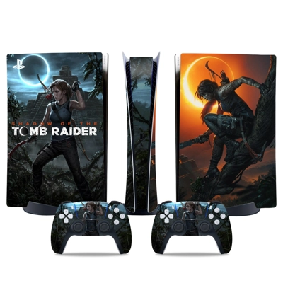 Tomb Raider decal skin for PS5 Digital Console and two Con.. Tomb Raider decal skin for PS5 Digital Console and two Con..