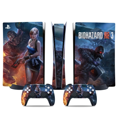 Biohazard RE3 decal skin for PS5 Digital Console and two C.. Biohazard RE3 decal skin for PS5 Digital Console and two C..