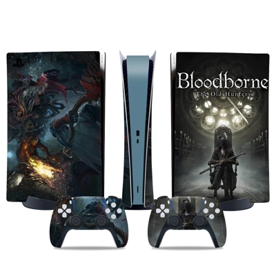 Bloodborne decal skin for PS5 Digital Console and two Controllers
