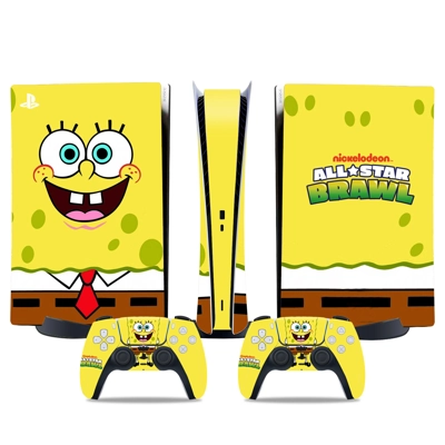 SpongeBob SquarePants decal skin for PS5 Digital Console and two Controllers
