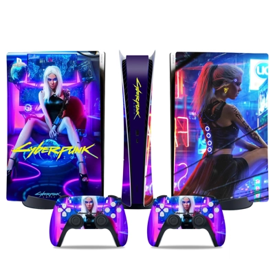 Cyberpunk decal skin for PS5 Digital Console and two Contr.. Cyberpunk decal skin for PS5 Digital Console and two Contr..