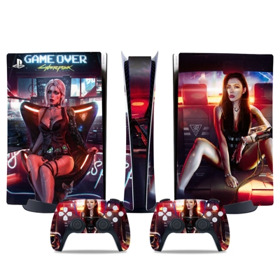 Cyberpunk decal skin for PS5 Digital Console and two Contr.. Cyberpunk decal skin for PS5 Digital Console and two Contr..