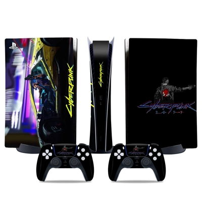 Cyberpunk decal skin for PS5 Digital Console and two Controllers