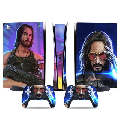 Cyberpunk decal skin for PS5 Digital Console and two Contr.. Cyberpunk decal skin for PS5 Digital Console and two Contr..