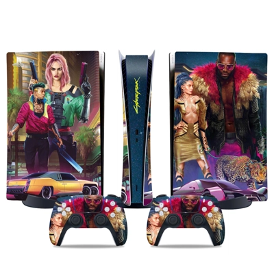 Cyberpunk decal skin for PS5 Digital Console and two Contr.. Cyberpunk decal skin for PS5 Digital Console and two Contr..