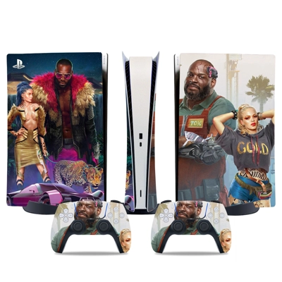 Cyberpunk decal skin for PS5 Digital Console and two Contr.. Cyberpunk decal skin for PS5 Digital Console and two Contr..