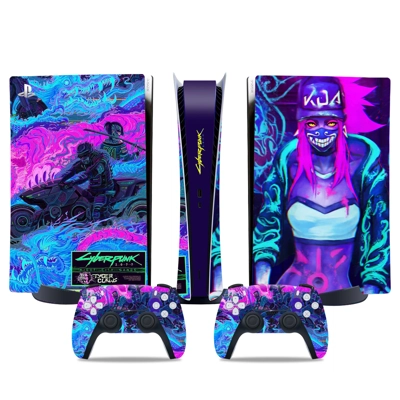 Cyberpunk decal skin for PS5 Digital Console and two Contr.. Cyberpunk decal skin for PS5 Digital Console and two Contr..
