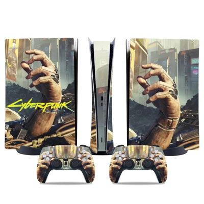 Cyberpunk decal skin for PS5 Digital Console and two Contr.. Cyberpunk decal skin for PS5 Digital Console and two Contr..
