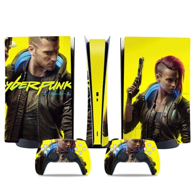 Cyberpunk decal skin for PS5 Digital Console and two Contr.. Cyberpunk decal skin for PS5 Digital Console and two Contr..