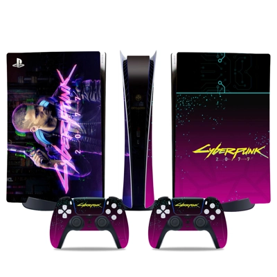 Cyberpunk decal skin for PS5 Digital Console and two Contr.. Cyberpunk decal skin for PS5 Digital Console and two Contr..
