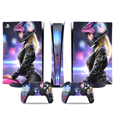 DVA Overwatch decal skin for PS5 Digital Console and two C.. DVA Overwatch decal skin for PS5 Digital Console and two C..