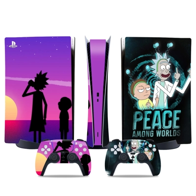 Rick and Morty decal skin for PS5 Digital Console and two Controllers