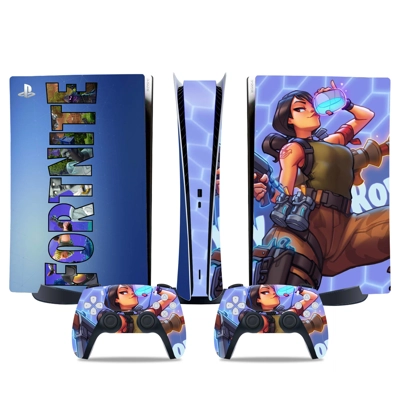 Fortnite decal skin for PS5 Digital Console and two Controllers