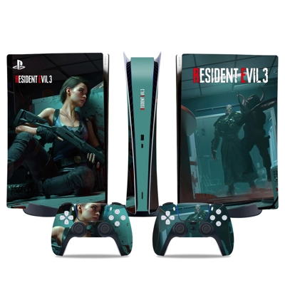 Resident Evil 3 decal skin for PS5 Digital Console and two Controllers