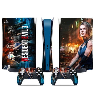 Resident Evil 3 decal skin for PS5 Digital Console and two Controllers