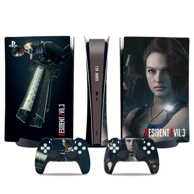 Resident Evil 3 decal skin for PS5 Digital Console and two Controllers