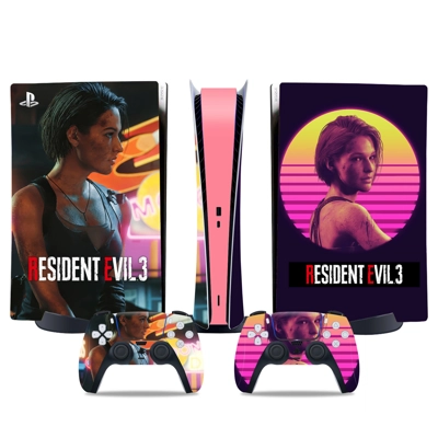 Resident Evil 3 decal skin for PS5 Digital Console and two Controllers