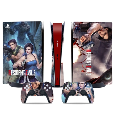 Resident Evil 3 decal skin for PS5 Digital Console and two Controllers