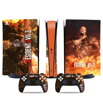 Resident Evil 3 decal skin for PS5 Digital Console and two Controllers